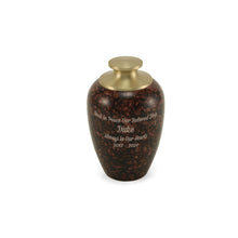 Brown Alloy Small Pet Urn with High Marble Gloss Design - Personalized