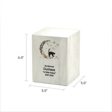 White Marble Cat & Moon Pink Inlay Large Pet Cremation Urn - Dimensions
