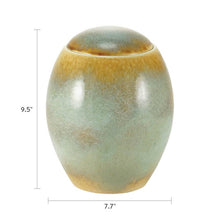 Ocean Blue Dome Top Ceramic Adult Cremation Urn - Dimensions