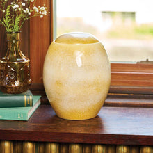 Sandy White Dome-Top Ceramic Adult Cremation Urn - Lifestyle
