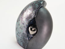 Silver Heart Two-Tone Black Ceramic Adult Cremation Urn - Artistic