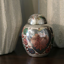 Silver Brass Small Urn with Pink Lotus Floral Etching - Lifestyle