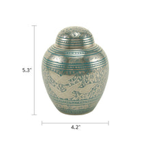 Nickel Brass Medium Pet Urn with Going Home Engraved Birds - Dimensions