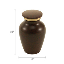 Classic Granite Brown Gold Accent Ring Keepsake Urn - Dimensions
