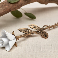 White Rose with Bronze Stem Keepsake Urn - Lifestyle