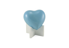 Pearl Blue Glossy Heart Small Cremation Urn - Artistic