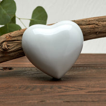 Pearl White Glossy Heart Small Cremation Urn - Lifestyle