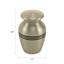 Classic Pewter Three Band Keepsake Urn - Dimensions