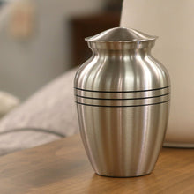 Classic Pewter Three Band Medium Cremation Urn - Lifestyle