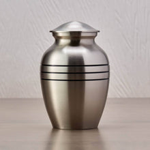 Classic Pewter Three Band Medium Cremation Urn - Lifestyle