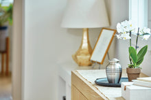 Classic Pewter Three Band Medium Cremation Urn - Lifestyle