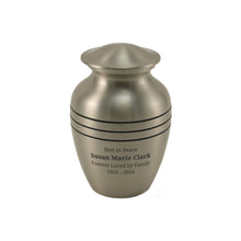 Classic Pewter Three Band Medium Cremation Urn - Personalized