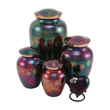 Raku Brass Heart Keepsake Pet Urn with Classic Paw Print - Size