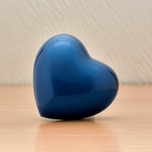Navy Blue Glossy Heart Small Pet Cremation Urn- Lifestyle