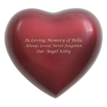 Crimson Glossy Heart Small Pet Cremation Urn - Personalized