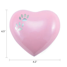 Two Pewter Paw Pink Heart Small Pet Cremation Urn - Dimensions