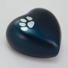 Blue Brass Pewter Paw Print Accents Pet Heart Keepsake Urn - Artistic