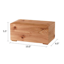 Solid Hickory Natural Knots Wood Adult Cremation Urn - Dimensions