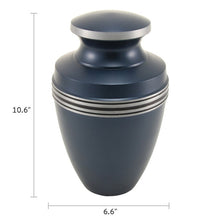 Grecian Blue Matte Finish and Accent Bands Adult Cremation Urn - Dimensions
