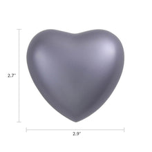 Matte Periwinkle Brass Heart Keepsake Urn - Dimensions