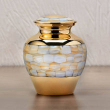 Classic Brass Mother of Pearl Shell Medium Cremation Urn -- Lifestyle