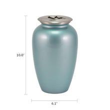 Classic Dove Lid Blue Frost Scattering Adult Cremation Urn - Dimensions