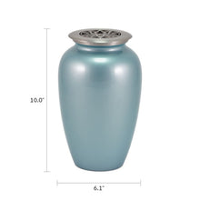 Classic Lotus Lid Blue Frost Scattering Adult Cremation Urn - Dimensions