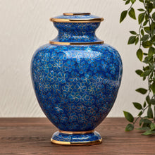 Blue Azure Floral Cloisonné Adult Cremation Urn - Lifestyle