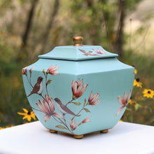 Magnolia Lovebirds Blue Resin Adult Cremation Urn - Lifestyle