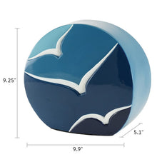 White Bird Textured Glossy Blue Ceramic Adult Cremation Urn - Dimensions