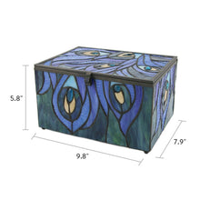 Jewel-Toned Peacock Memory Chest Adult Cremation Urn - Dimensions