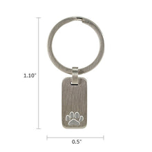 Stainless Steel Pewter Keychain with Paw Print - Dimensions