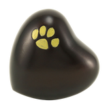Brown Heart Pet Keepsake with Gold Paw Print