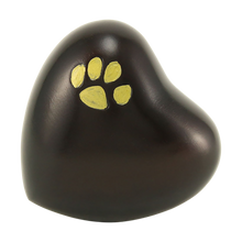 Brown Heart Pet Keepsake with Gold Paw Print