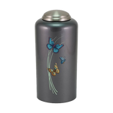 Threaded Lid Butterfly Design Dark Gray Adult Cremation Urn