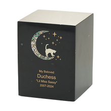 Black Marble Cat & Moon Pink Extra Large Pet Cremation Urn
