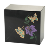 Gold-Accented Butterfly Black Marble Adult Cremation Urn