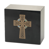 Gold Celtic Cross Black Marble Adult Cremation Urn