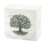 Green Tree of Life White Marble Adult Cremation Urn