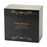 Gold Scroll Black Marble Adult Cremation Urn