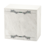 Dark Blue Scroll White Marble Adult Cremation Urn