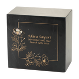 Gold Wildflower Black Marble Adult Cremation Urn