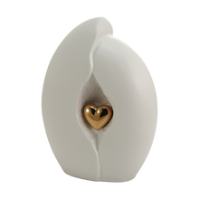 Gold Heart White Ceramic Adult Cremation Urn