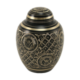 Wide-Body Vase Engraved Brass Ornate Medium Cremation Urn