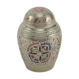 Floral Lattice Brass Keepsake Urn