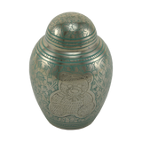 Teddy Bear Emblem Blue Etched Small Cremation Urn