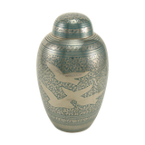 Nickel Brass Extra Large Pet Urn with Going Home Engraved Birds