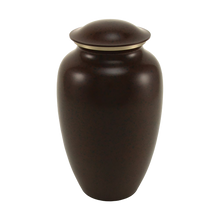Speckled Brown Brass Full Size Pet Urn with Accent Ring