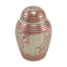 Pink Brass Engraved Pewter Rose Design Keepsake Urn