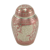 Pink Brass Engraved Pewter Rose Design Keepsake Urn